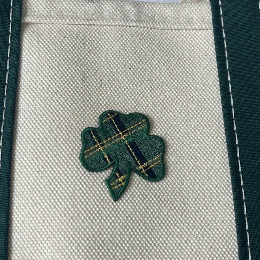 LL Bean Mini Boat And Tote Clover Embroidered USA Made Canvas Green 6'' Lucky 🍀